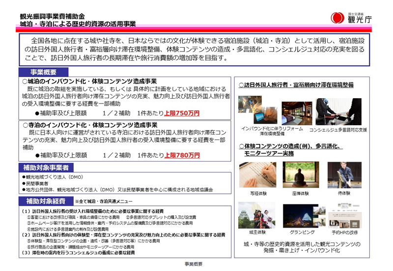 観光庁の補助事業